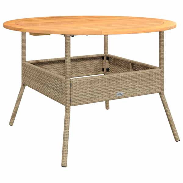 vidaXL aialaud akaatsiapuidust plaadiga, beež, &Oslash;110 x 71 cm, PE-rotang