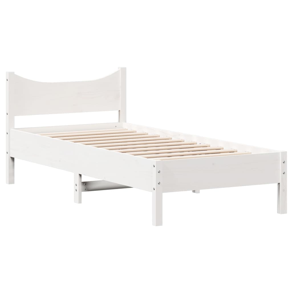 vidaXL Bedframe zonder matras massief grenenhout wit 140x200 cm afbeelding