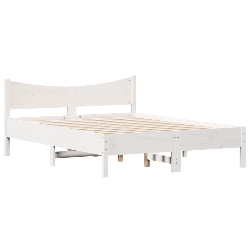 vidaXL Bedframe zonder matras massief grenenhout wit 140x190 cm afbeelding
