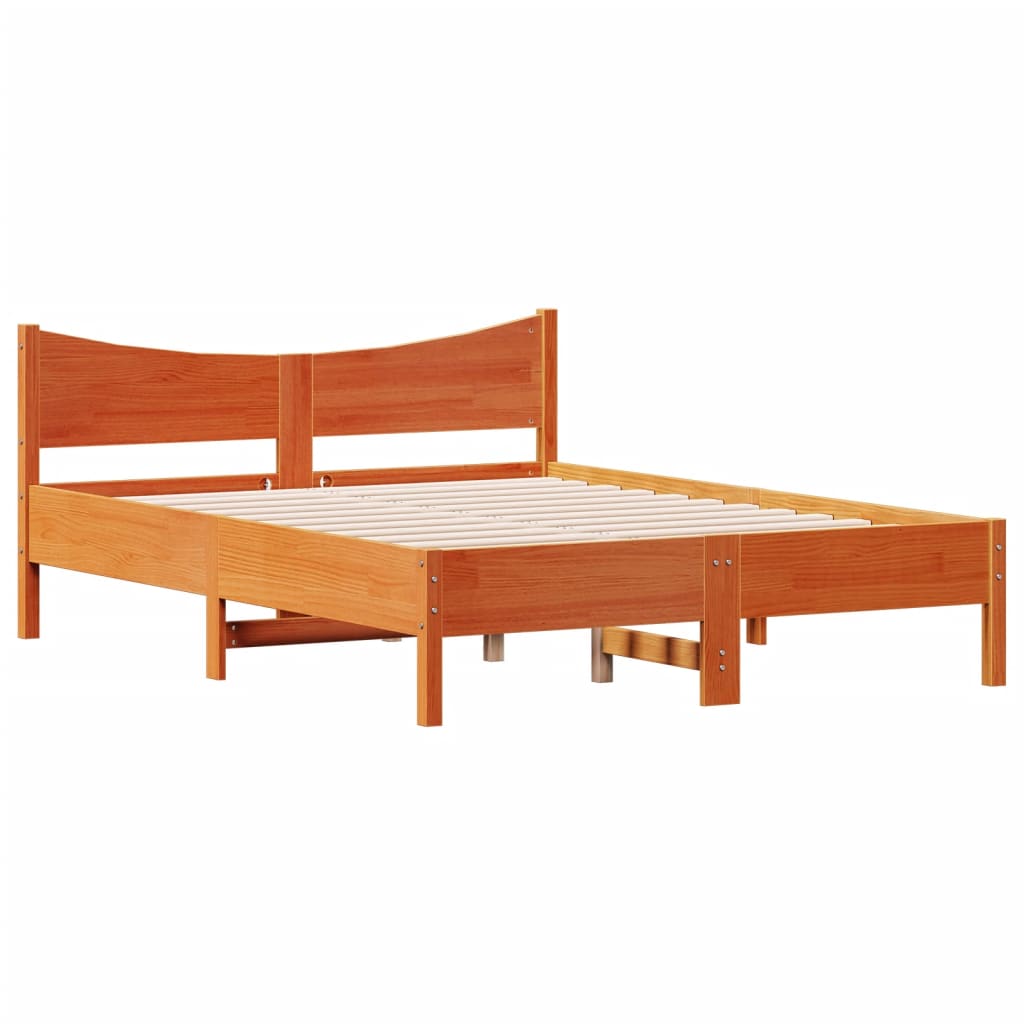 vidaXL Bedframe zonder matras massief grenenhout wasbruin 120x190 cm afbeelding
