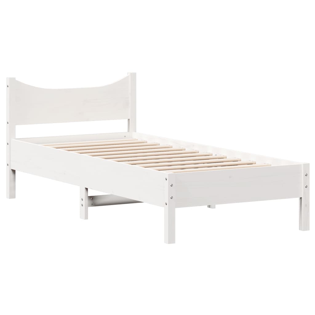 vidaXL Bedframe zonder matras massief grenenhout wit 75x190 cm afbeelding