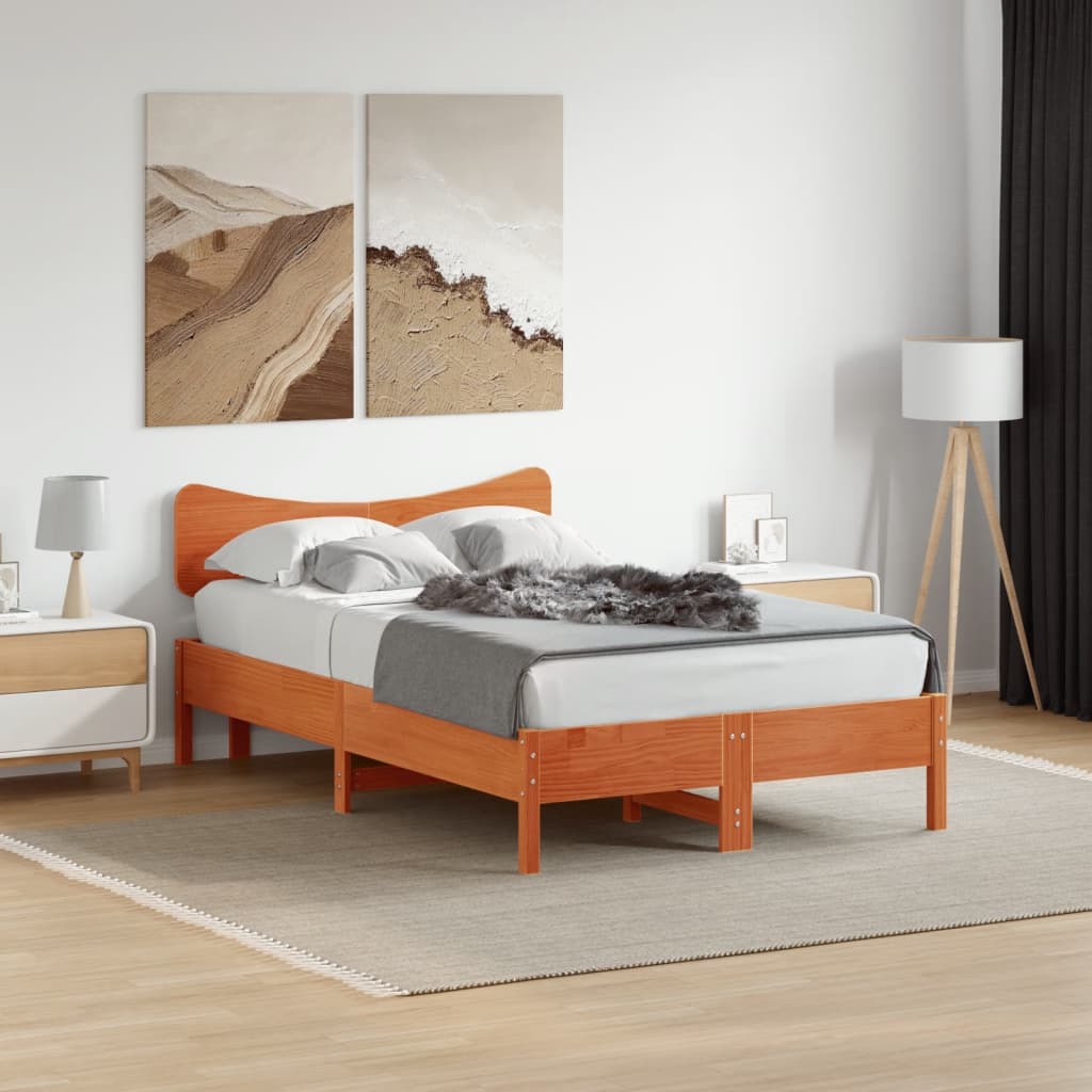 vidaXL Hoofdbord 120 cm massief grenenhout wasbruin afbeelding