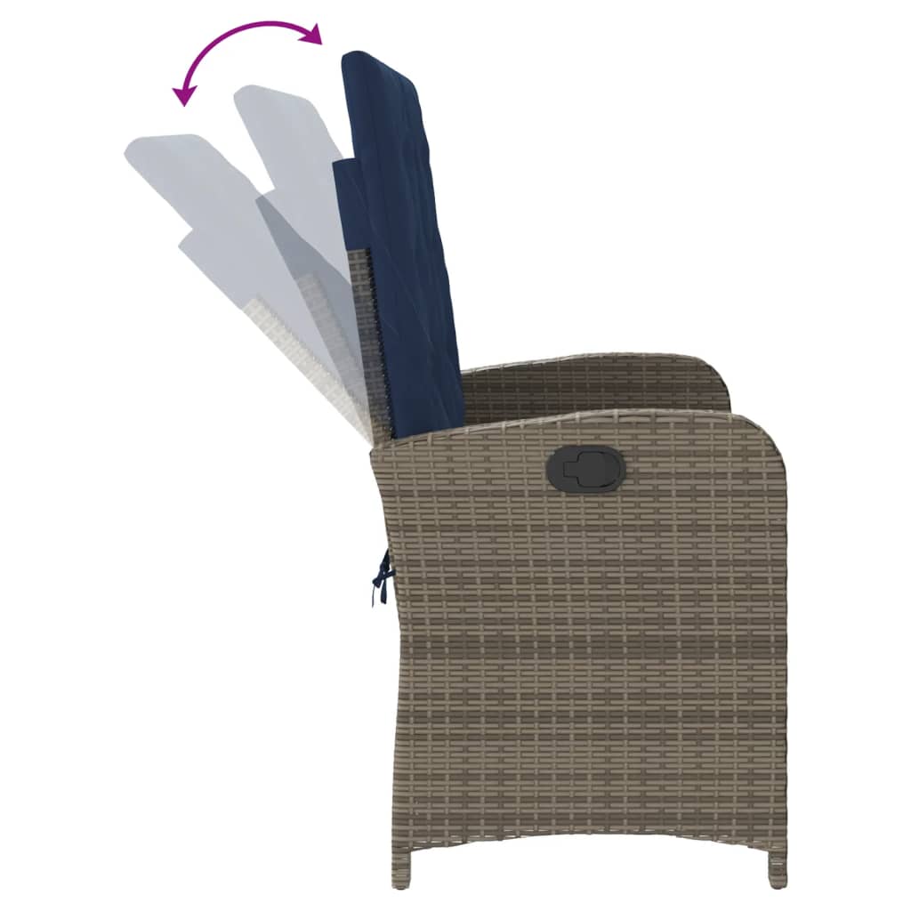 Reclining Patio Bench with Cushions Seat Poly Rattan Brown/Gray/Black vidaXL - Picture 28 of 45