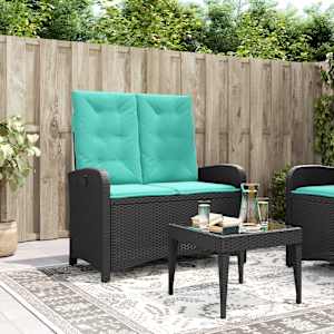 Vrtna klop z blazinami črn poli ratan