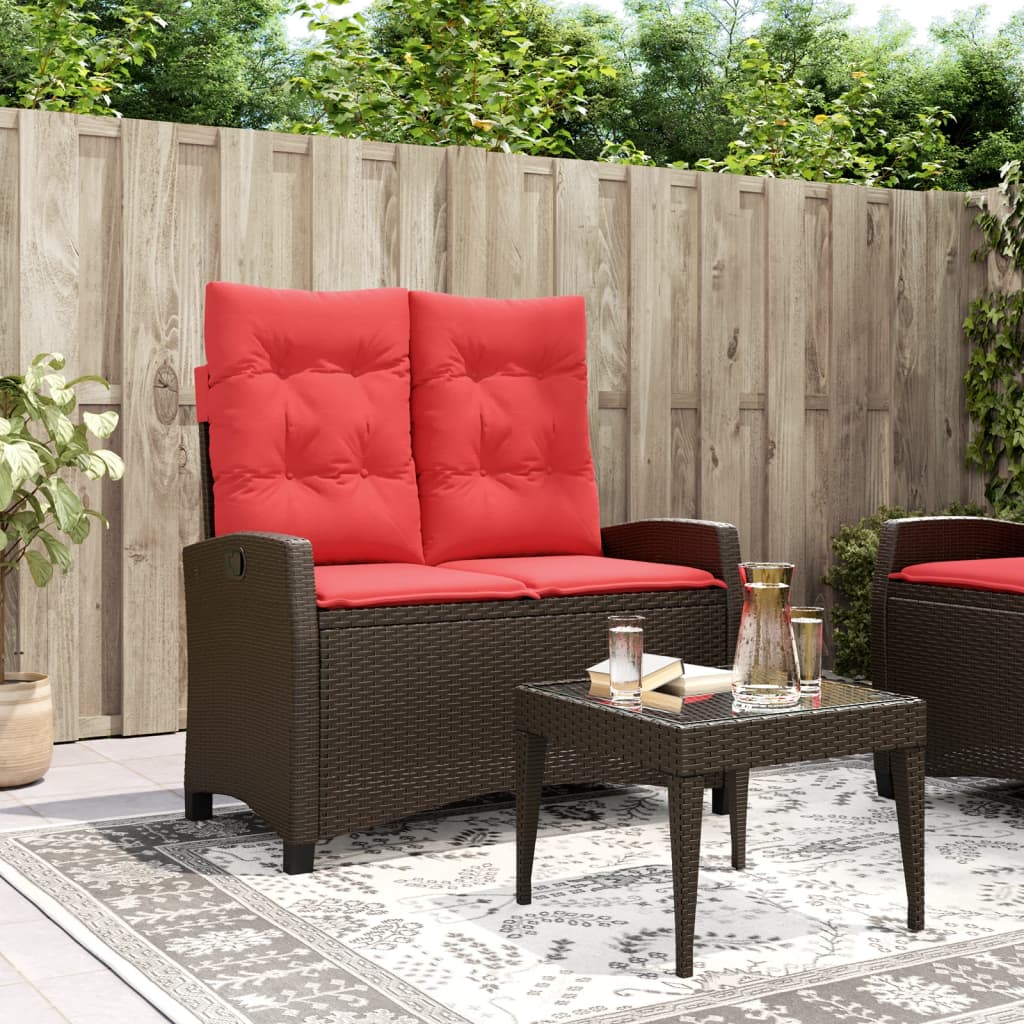 Reclining Garden Bench Brown PE rattan Large
