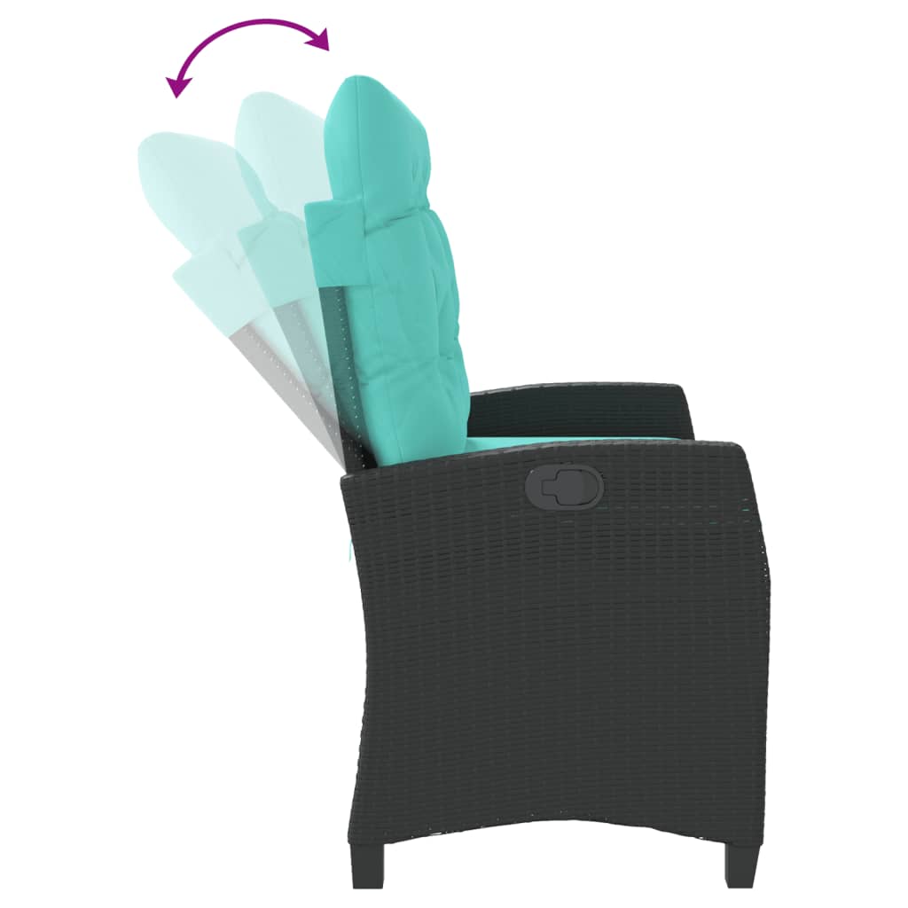 Reclining Patio Bench with Cushions Seat Poly Rattan Brown/Gray/Black vidaXL - Picture 40 of 45