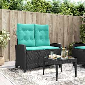 Vrtna klop z blazinami črn poli ratan