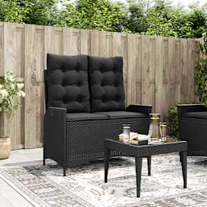 Vrtna klop z blazinami črn poli ratan