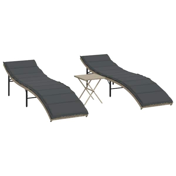 vidaXL lamamistoolid 2 tk, lauaga, helehall, pol&uuml;rotang