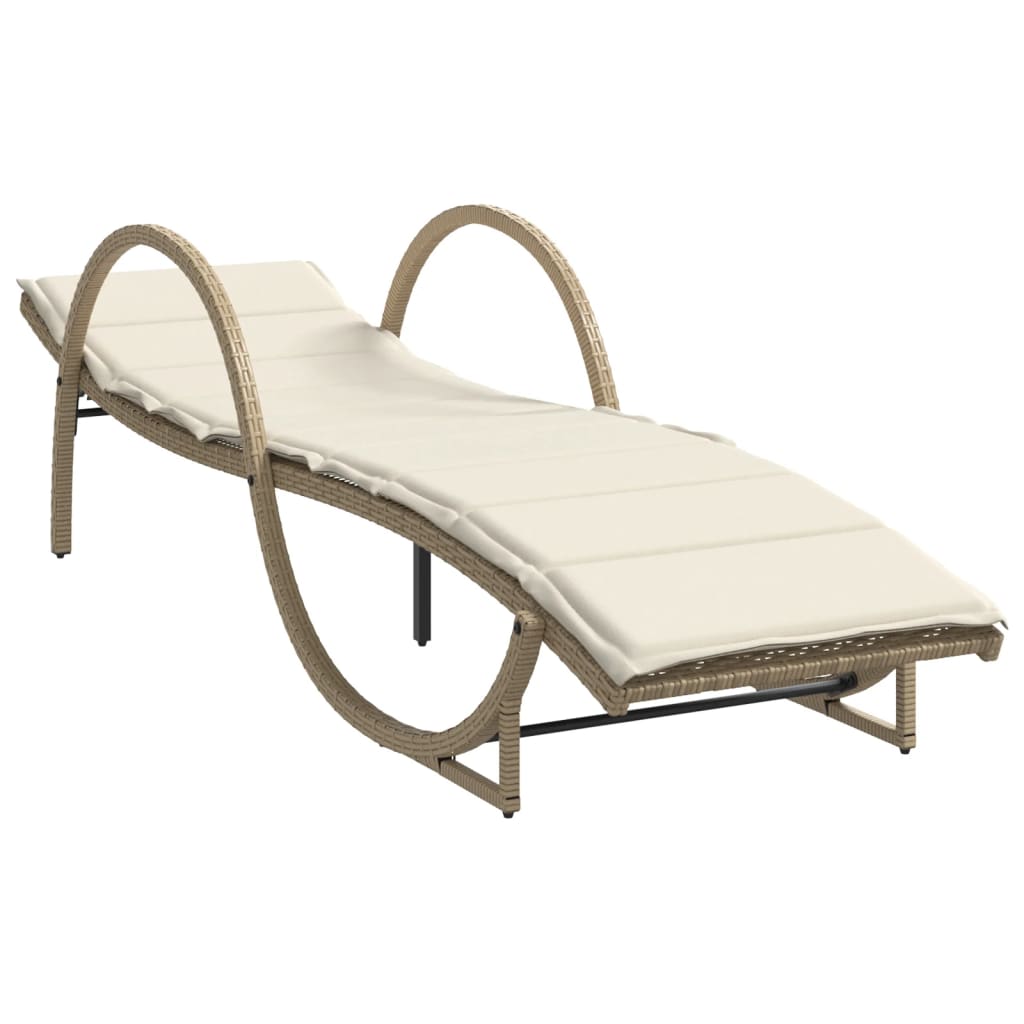 Thumbnail - vidaXL Sonnenliege mit Auflage Beige 60x199x42 cm Poly Rattan