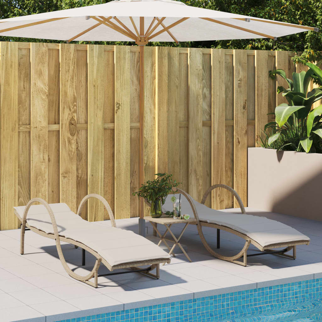 Thumbnail - vidaXL Sonnenliege mit Auflage Beige 60x199x42 cm Poly Rattan