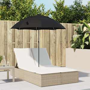 Dvojni ležalnik z blazinami in senčnikom bež poli ratan