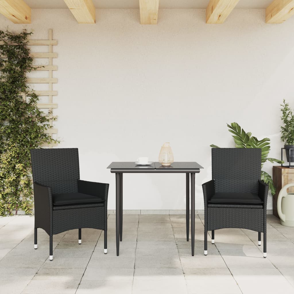 Thumbnail - vidaXL Gartenstühle mit Kissen 2 Stk. Schwarz Poly Rattan