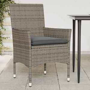 Vrtni stoli z blazinami 2 kosa siv poli ratan