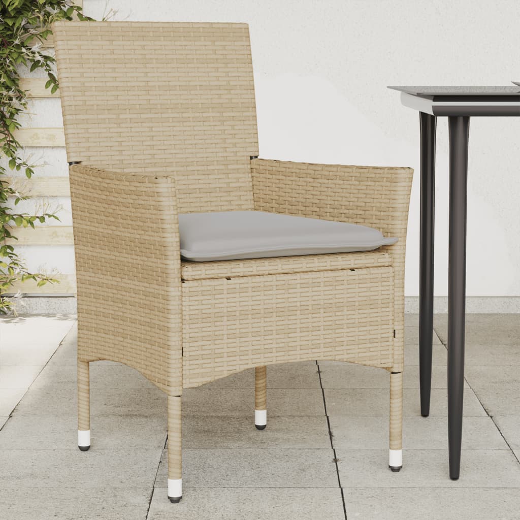 Thumbnail - vidaXL Gartenstühle mit Kissen 2 Stk. Beige Poly Rattan