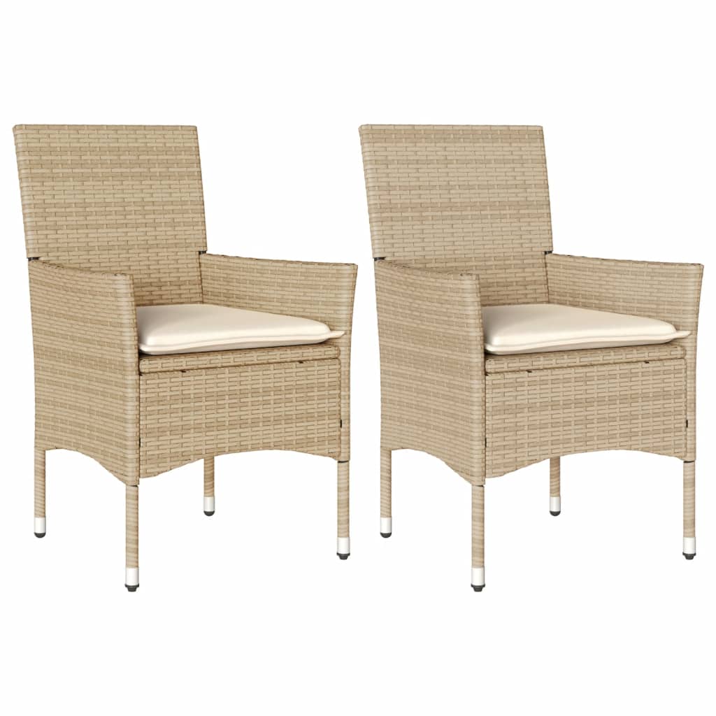 Thumbnail - vidaXL Gartenstühle mit Kissen 2 Stk. Beige Poly Rattan