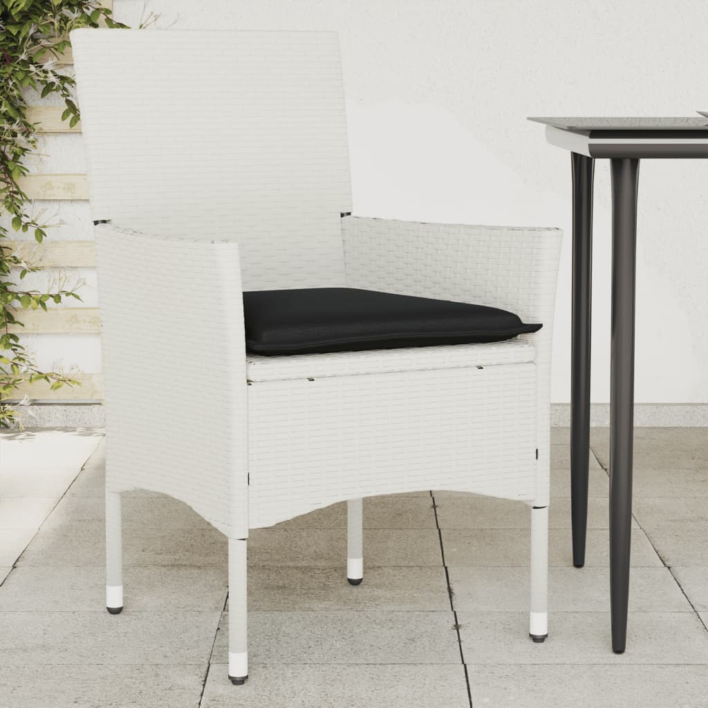 Zahradní židle s poduškami 2 ks bílé polyratan