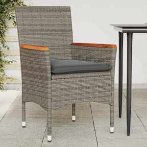 Vrtni stoli z blazinami 2 kosa siv poli ratan