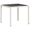 vidaXL aialaud klaasplaadiga, valge, 90x90x75 cm, pol&uuml;rotang