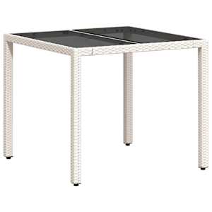 vidaXL aialaud klaasplaadiga, valge, 90x90x75 cm, pol&uuml;rotang