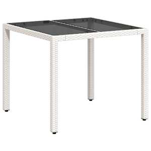 Zahradní stůl se skleněnou deskou bílý 90x90x75 cm polyratan - obrázek 7