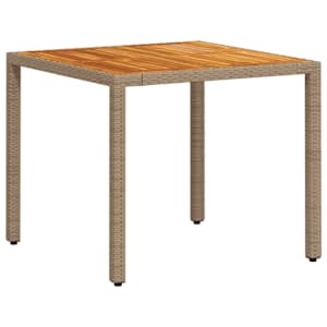 Zahradní stůl béžový 90 x 90 x 75 cm polyratan akáciové dřevo - obrázek 2