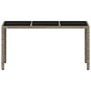 Zahradní stůl skleněná deska světle šedý 150x90x75 cm polyratan - obrázek 5