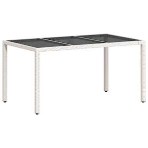 vidaXL aialaud klaasplaadiga, valge, 150x90x75 cm, pol&uuml;rotang