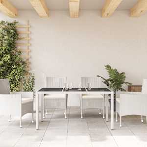 Zahradní stůl se skleněnou deskou bílý 150x90x75 cm polyratan - obrázek 3
