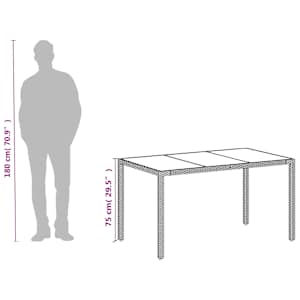 Zahradní stůl se skleněnou deskou bílý 150x90x75 cm polyratan - obrázek 12