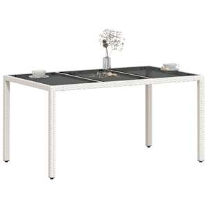 Zahradní stůl se skleněnou deskou bílý 150x90x75 cm polyratan - obrázek 4