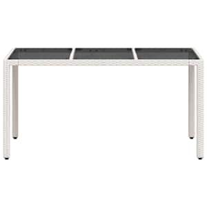 Zahradní stůl se skleněnou deskou bílý 150x90x75 cm polyratan - obrázek 5