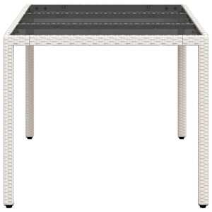 Zahradní stůl se skleněnou deskou bílý 150x90x75 cm polyratan - obrázek 6