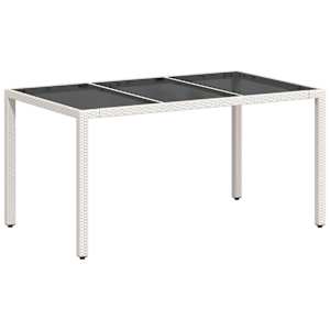 Zahradní stůl se skleněnou deskou bílý 150x90x75 cm polyratan - obrázek 7