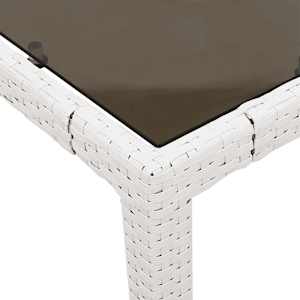 Zahradní stůl se skleněnou deskou bílý 150x90x75 cm polyratan - obrázek 9
