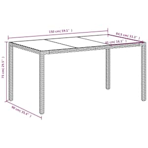 Zahradní stůl se skleněnou deskou bílý 150x90x75 cm polyratan - obrázek 11