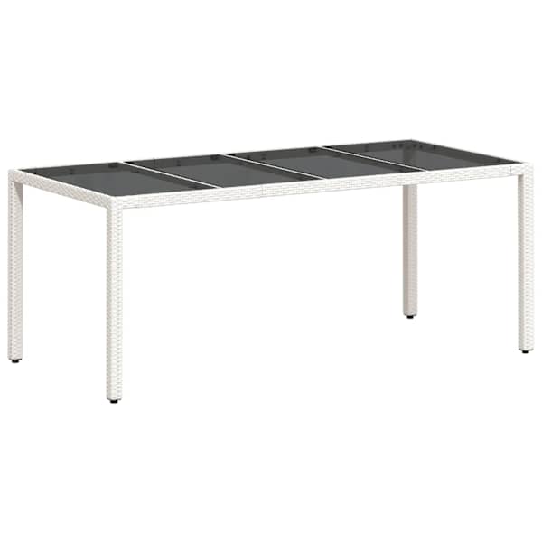 vidaXL aialaud klaasplaadiga, valge, 190 x 90 x 75 cm, pol&uuml;rotang