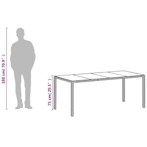 Zahradní stůl se skleněnou deskou bílý 190x90x75 cm polyratan - obrázek 12