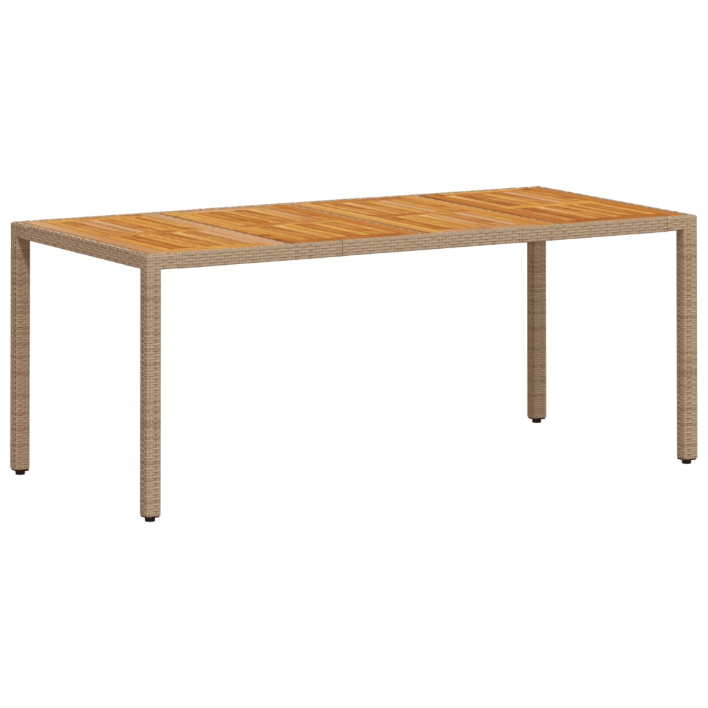 vidaXL Zahradní stůl béžový 190 x 90 x 75 cm polyratan akáciové dřevo