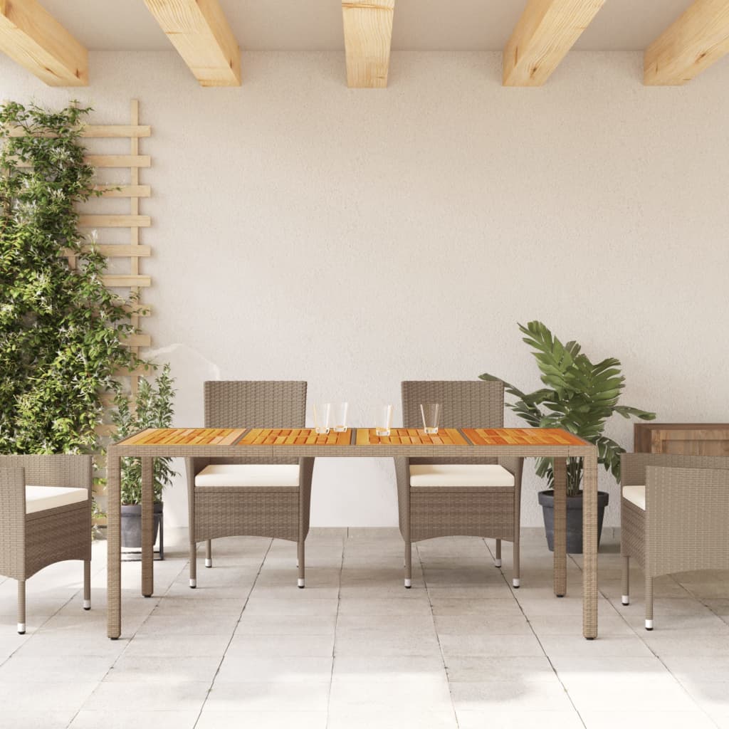 vidaXL Tuintafel 190x90x75 cm poly rattan en acaciahout beige afbeelding