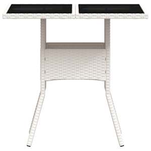 Zahradní stůl se skleněnou deskou bílý 80x80x75 cm polyratan - obrázek 5