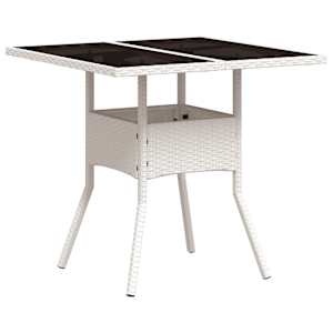 Zahradní stůl se skleněnou deskou bílý 80x80x75 cm polyratan - obrázek 7