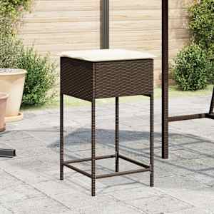 Barski stolčki z blazinami 2 kosa rjav poli ratan