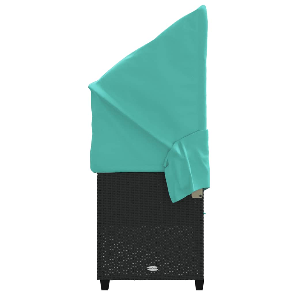 vidaXL Sonnenliege mit Dach und Kissen Schwarz Poly Rattan – Bild 5