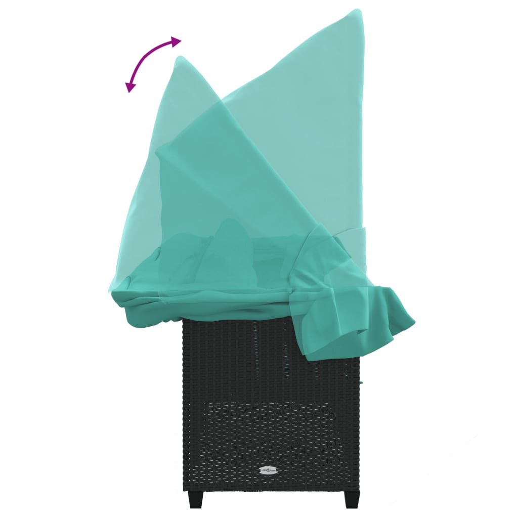 vidaXL Sonnenliege mit Dach und Kissen Schwarz Poly Rattan – Bild 7