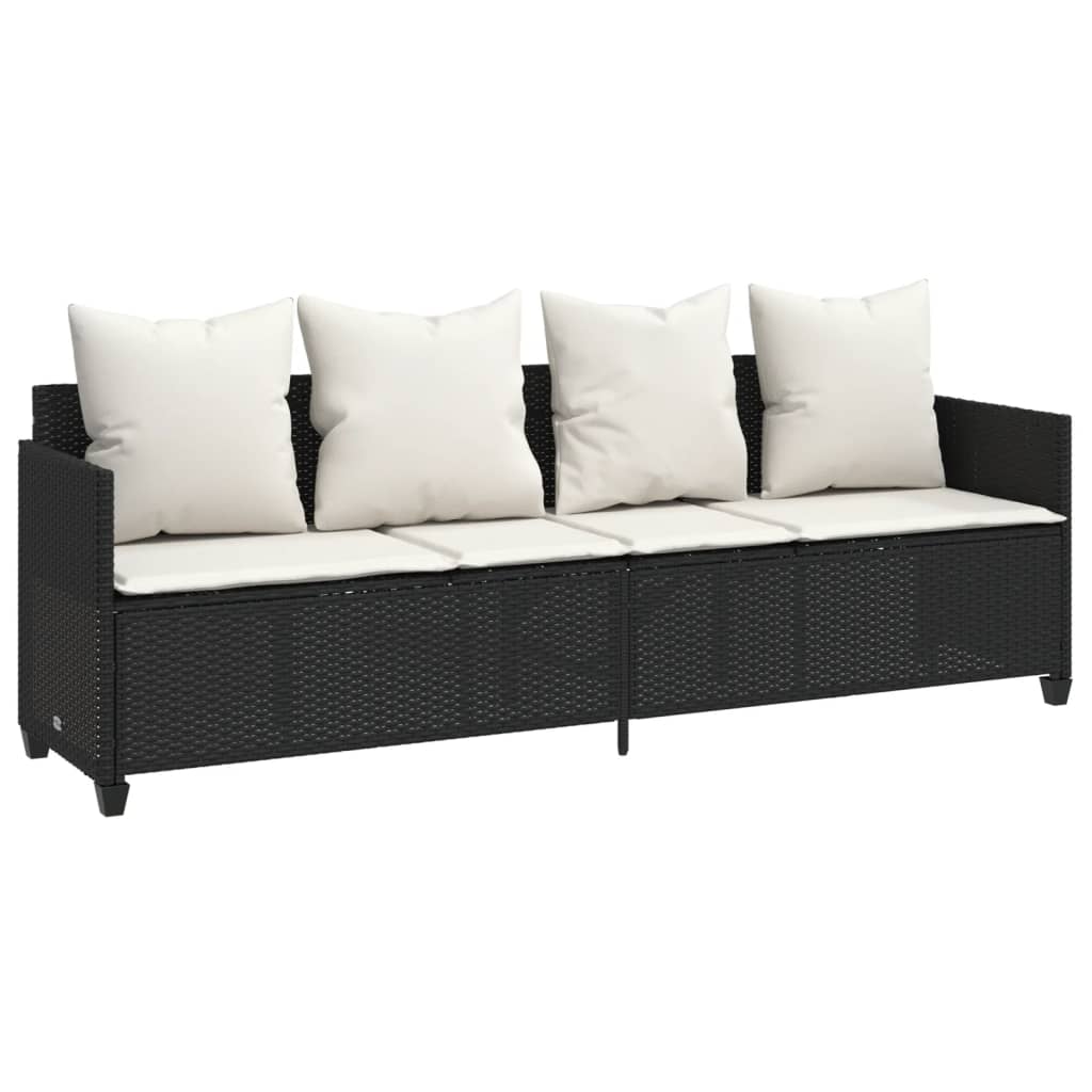 Chaise Longue remise avec Coussins Siège Transat Jardin Noir Résine Tressée vidaXL