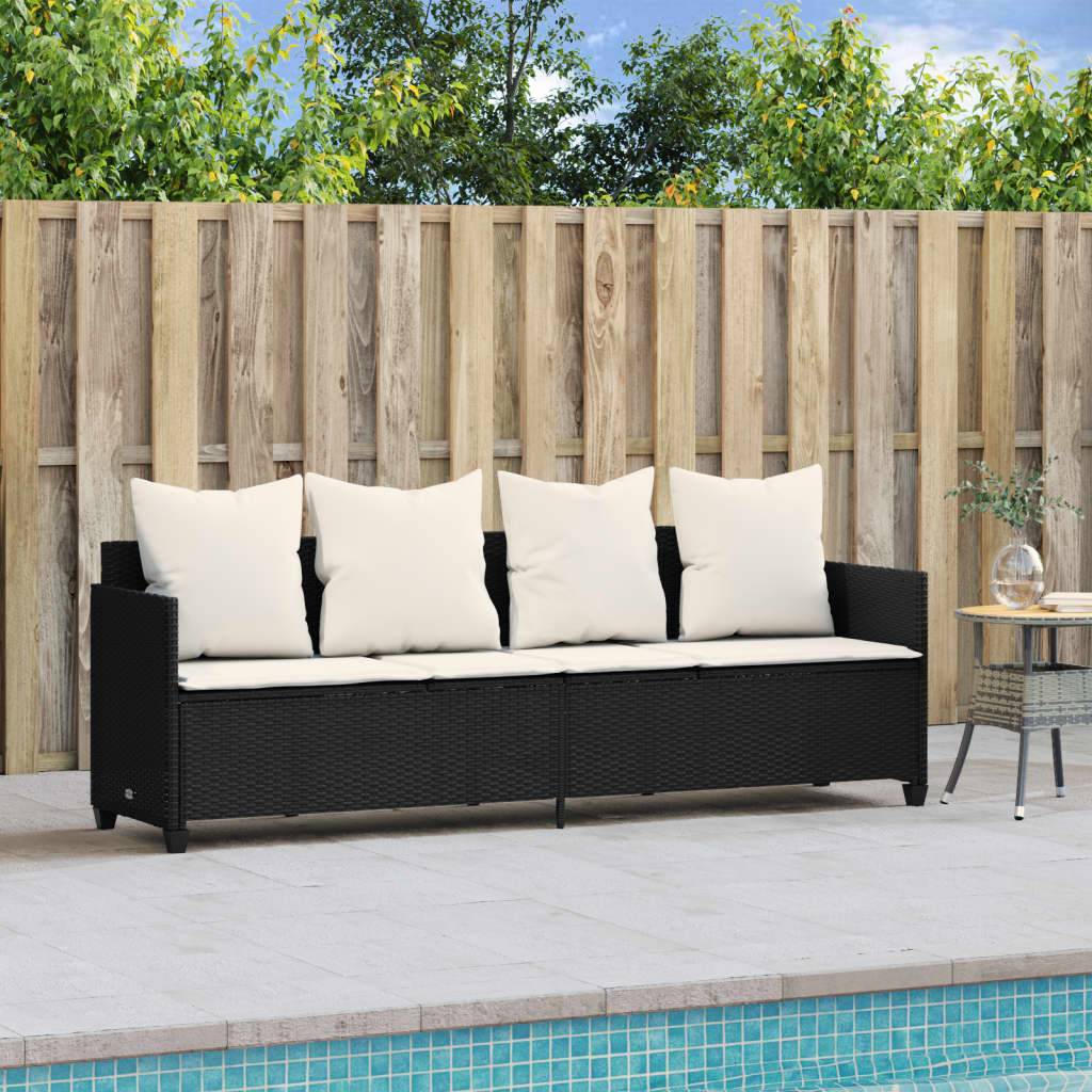 Chaise Longue avec Coussins Siège vente Transat Jardin Noir Résine Tressée vidaXL