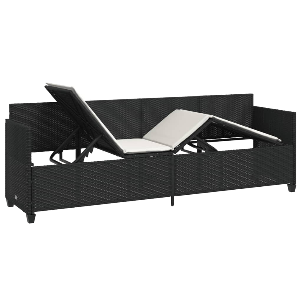 Chaise Longue avec Coussins Siège Transat Jardin Noir mode Résine Tressée vidaXL