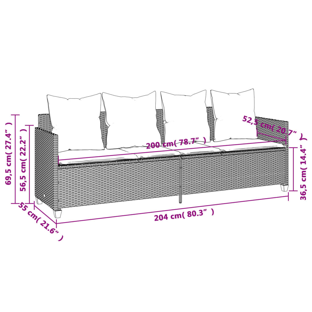 Chaise Longue ventes exceptionnelles avec Coussins Siège Transat Jardin Noir Résine Tressée vidaXL