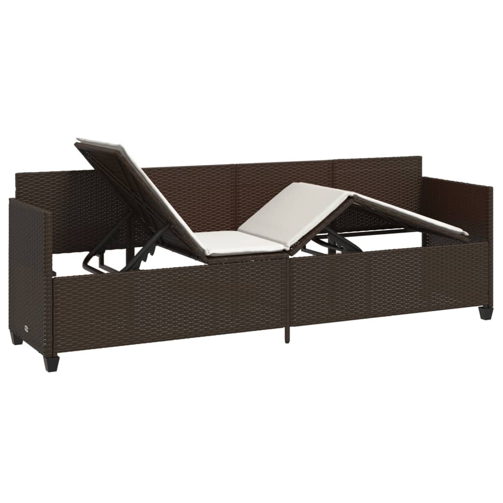 Chaise Longue avec Coussins Siège Transat Jardin soldes Noir Résine Tressée vidaXL